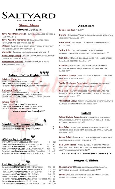 saltyard restaurant and bar menu  Reservations